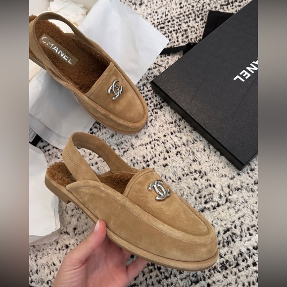 Chanel Shearling Slingback Loafers | Size 38 - Picture 6 of 13